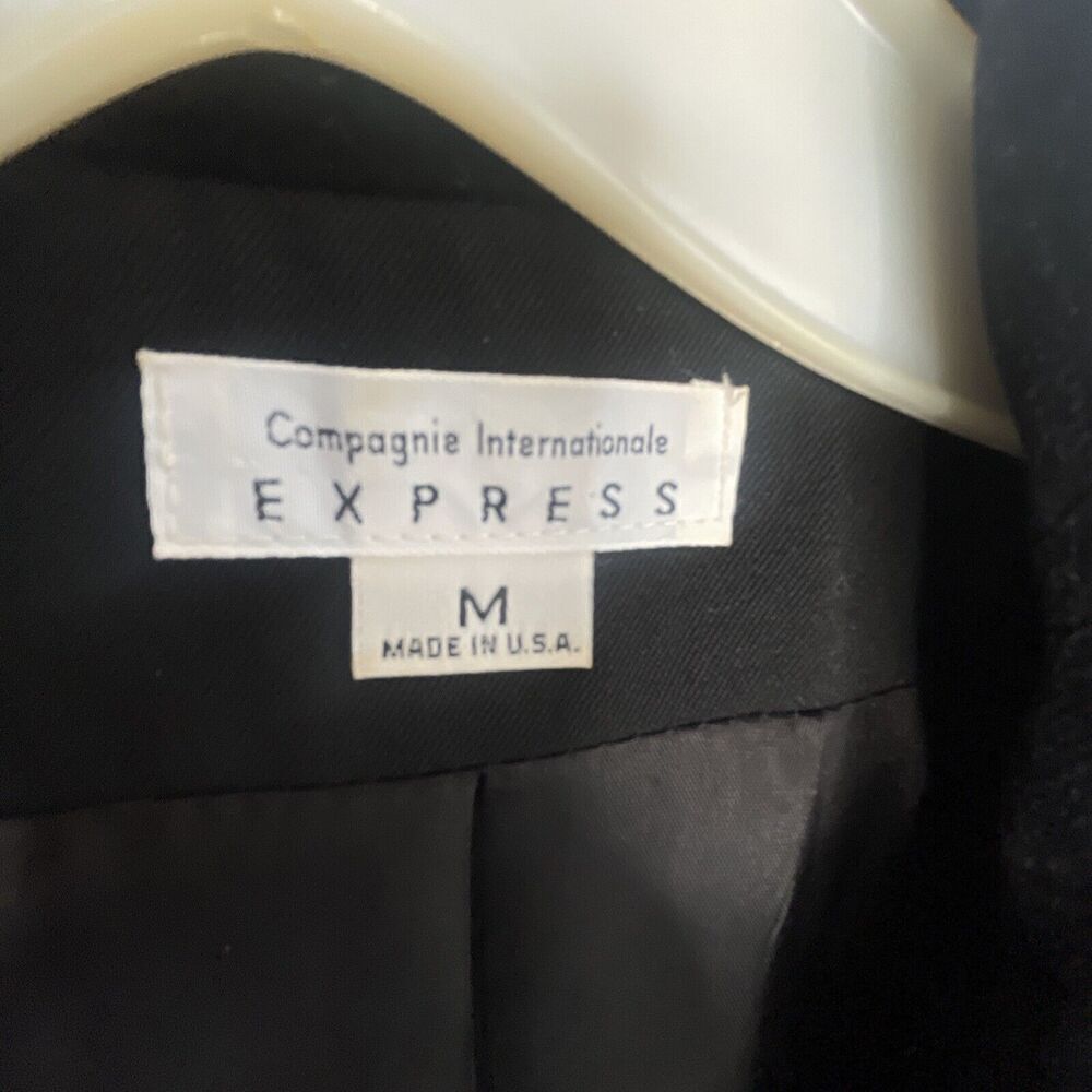 Vintage EXPRESS Long Wool Tailored Coat Velvet Collar Women's M 90s Whimsigoth - Picture 14 of 15